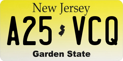 NJ license plate A25VCQ