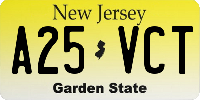 NJ license plate A25VCT