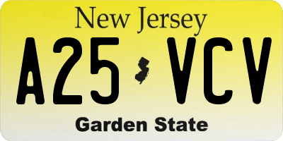 NJ license plate A25VCV