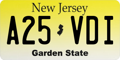 NJ license plate A25VDI
