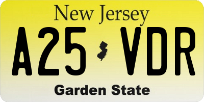 NJ license plate A25VDR