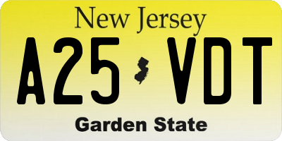 NJ license plate A25VDT
