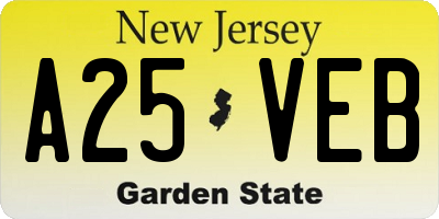 NJ license plate A25VEB