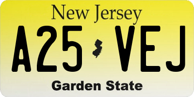 NJ license plate A25VEJ