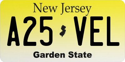 NJ license plate A25VEL