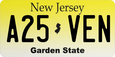 NJ license plate A25VEN