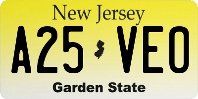 NJ license plate A25VEO