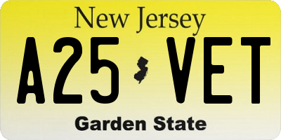 NJ license plate A25VET