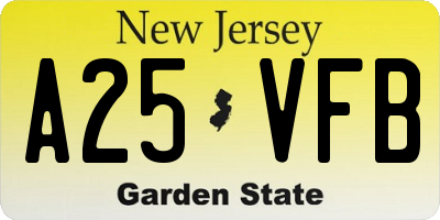 NJ license plate A25VFB