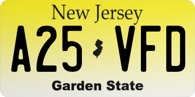 NJ license plate A25VFD
