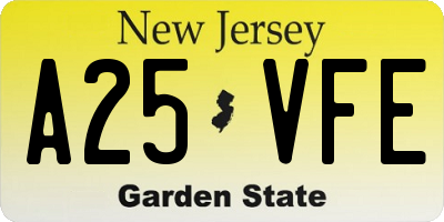 NJ license plate A25VFE
