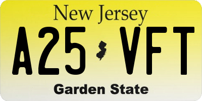 NJ license plate A25VFT