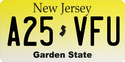 NJ license plate A25VFU