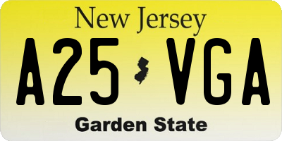 NJ license plate A25VGA