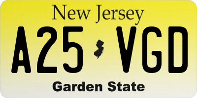 NJ license plate A25VGD