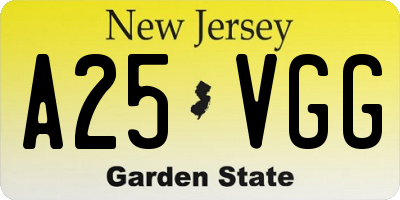 NJ license plate A25VGG
