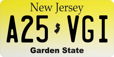 NJ license plate A25VGI