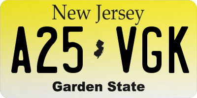 NJ license plate A25VGK