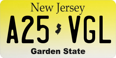 NJ license plate A25VGL