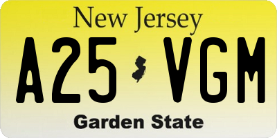 NJ license plate A25VGM