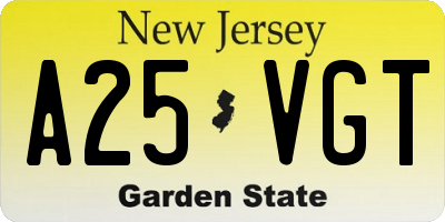 NJ license plate A25VGT