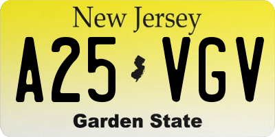 NJ license plate A25VGV
