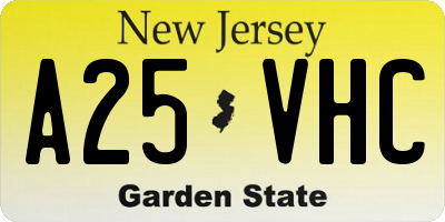 NJ license plate A25VHC