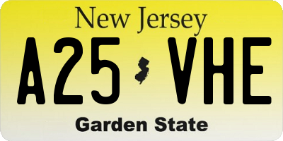 NJ license plate A25VHE