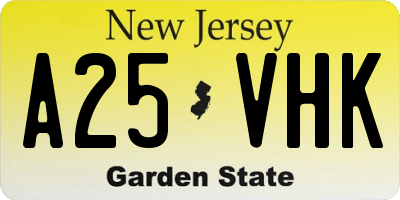 NJ license plate A25VHK