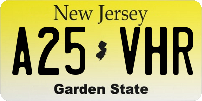 NJ license plate A25VHR