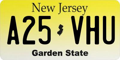 NJ license plate A25VHU