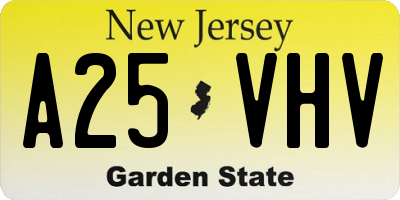 NJ license plate A25VHV