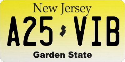 NJ license plate A25VIB