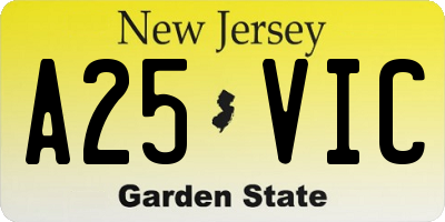 NJ license plate A25VIC