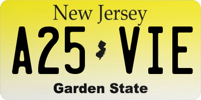 NJ license plate A25VIE
