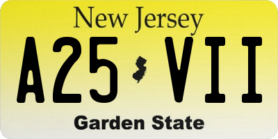 NJ license plate A25VII