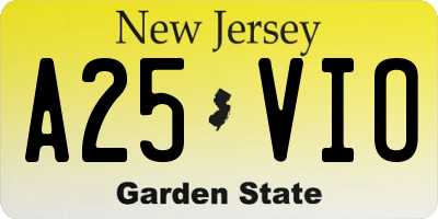 NJ license plate A25VIO