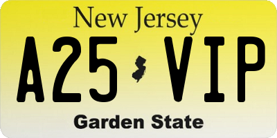 NJ license plate A25VIP