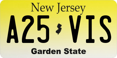 NJ license plate A25VIS