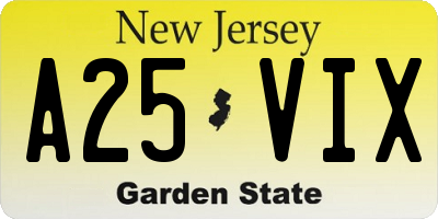 NJ license plate A25VIX