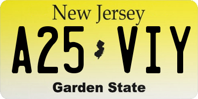 NJ license plate A25VIY