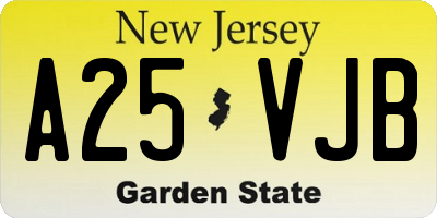 NJ license plate A25VJB