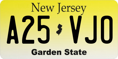 NJ license plate A25VJO