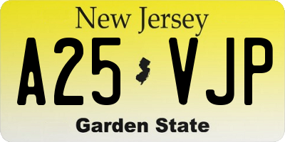 NJ license plate A25VJP