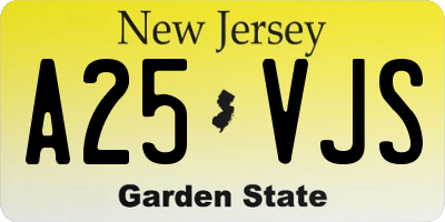 NJ license plate A25VJS