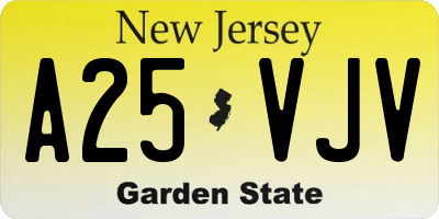 NJ license plate A25VJV