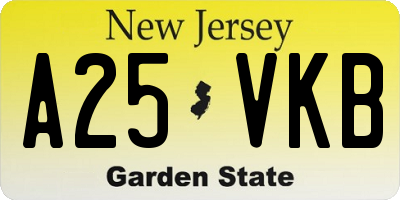NJ license plate A25VKB