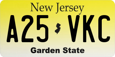 NJ license plate A25VKC