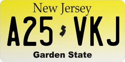 NJ license plate A25VKJ