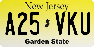 NJ license plate A25VKU